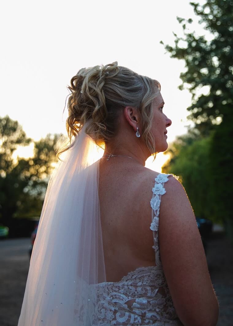 bride bun hairstyle with veil