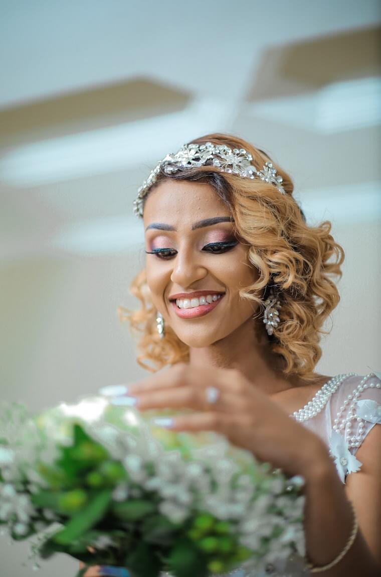 Diamonds and curls bridal hair