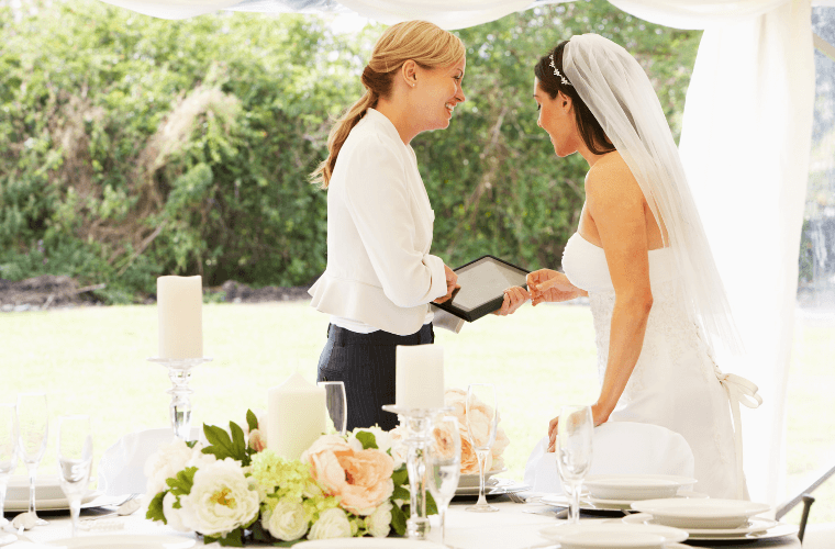 wedding planner and bride