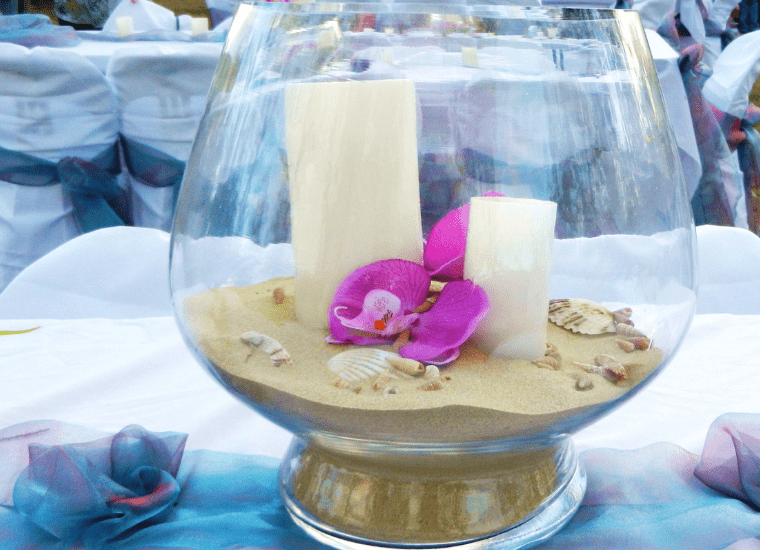 Beach-themed Bridal Shower: Fish Bowl Centerpieces