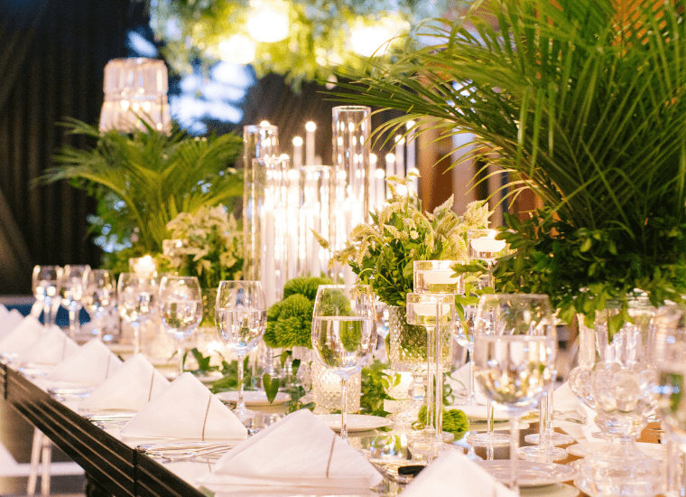 palm tree centerpieces