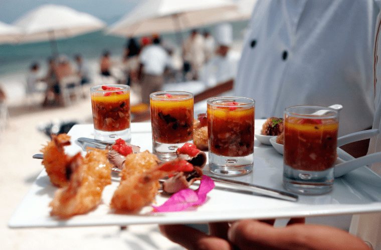 food and drinks beach wedding
