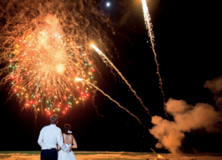Fireworks Cancun Mexico Wedding