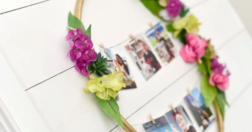 floral photo display hoop