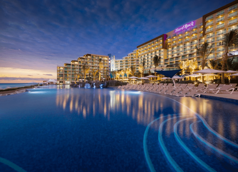 Hard Rock Cancun Pool at Night
