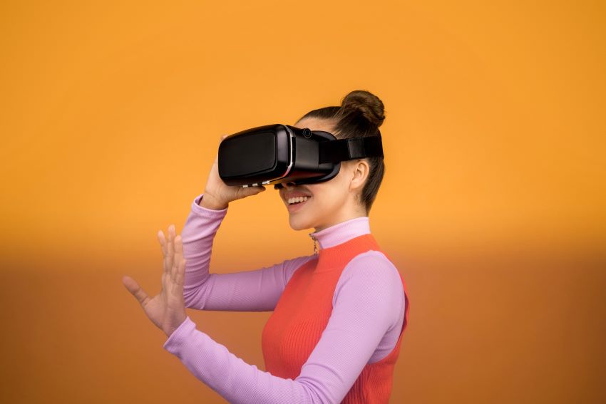 woman wearing a virtual reality headset