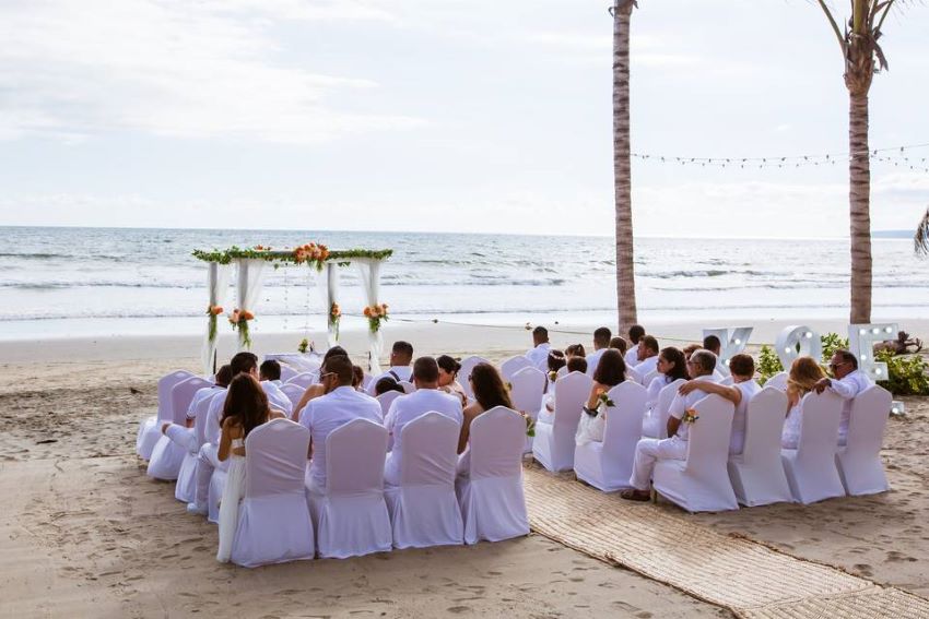 beach wedding setup at occidental nuevo vallarta