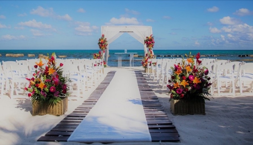 generations riviera maya beach wedding setup