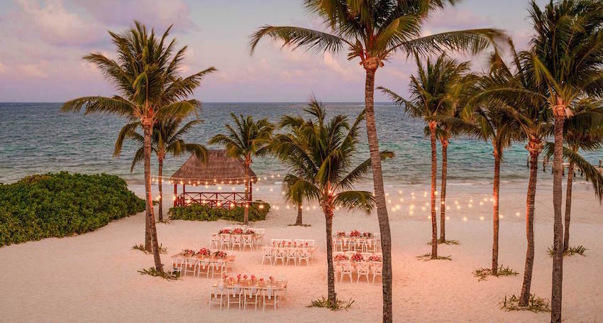 dreams sands beach wedding cancun