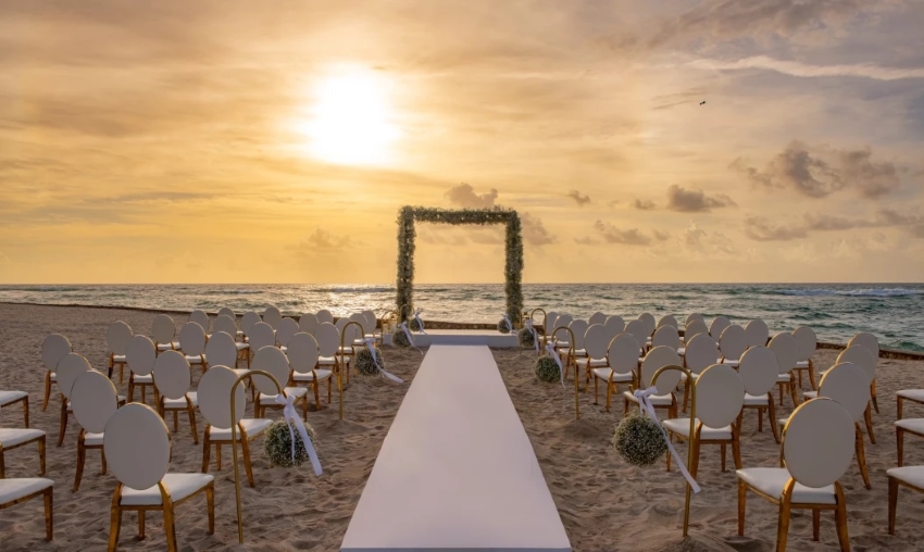 conrad tulum beach wedding setup