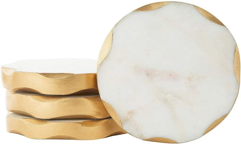 Marble Coasters with gold rim