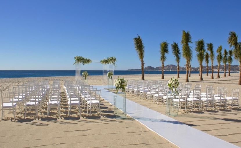 barcelo gran faro los cabos wedding setup on the beach