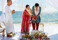 indian bride groom and pandit at Palladium cancun