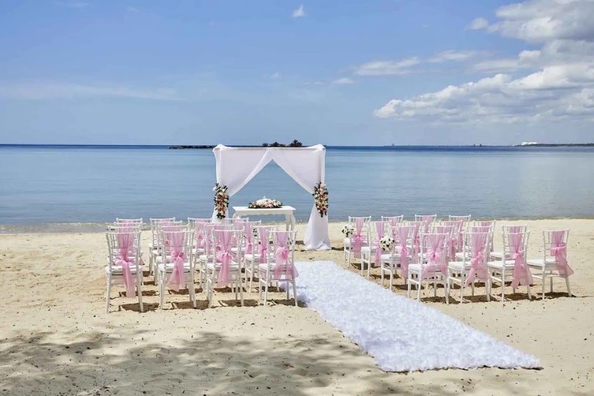 bahia principe grand la romana beach wedding setup
