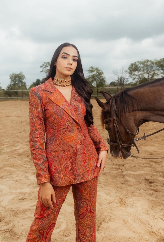 Blue Crepe Layered Jumpsuit With Jacket Design by SVA BY SONAM & PARAS MODI  at Pernia's Pop Up Shop 2024