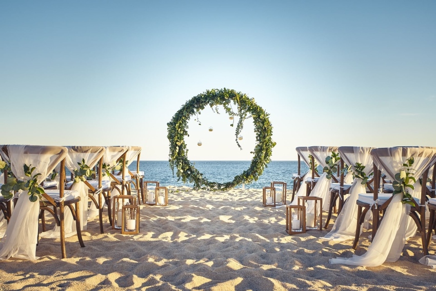 hacienda del mar los cabos beach wedding setup