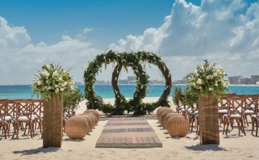 hyatt ziva cancun beach wedding setup