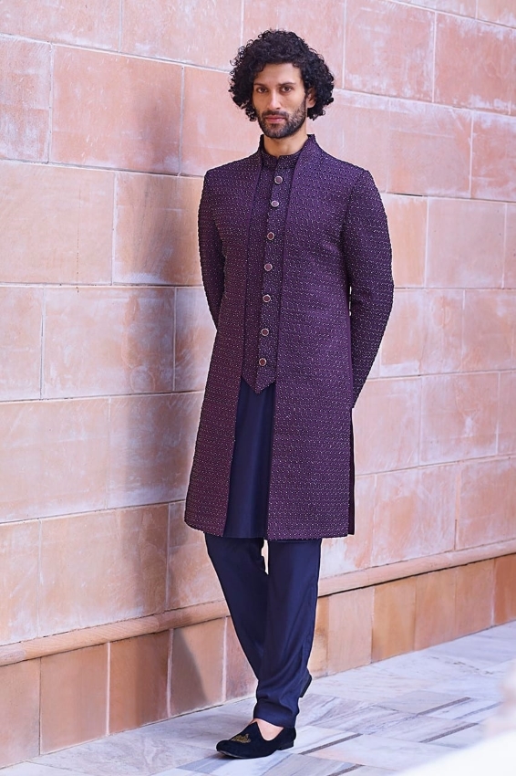 man wearing indo-western clothes manyavar