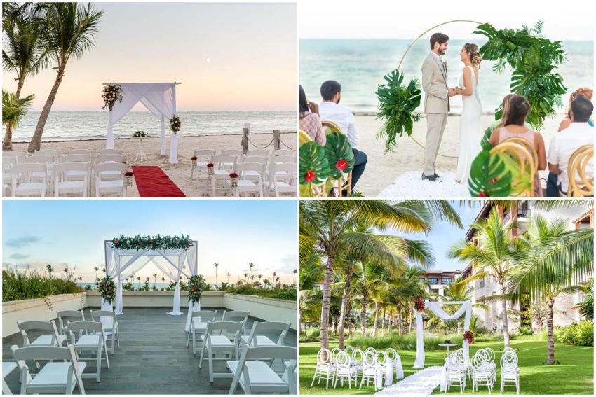collage of lopesan costa bavaro wedding venues