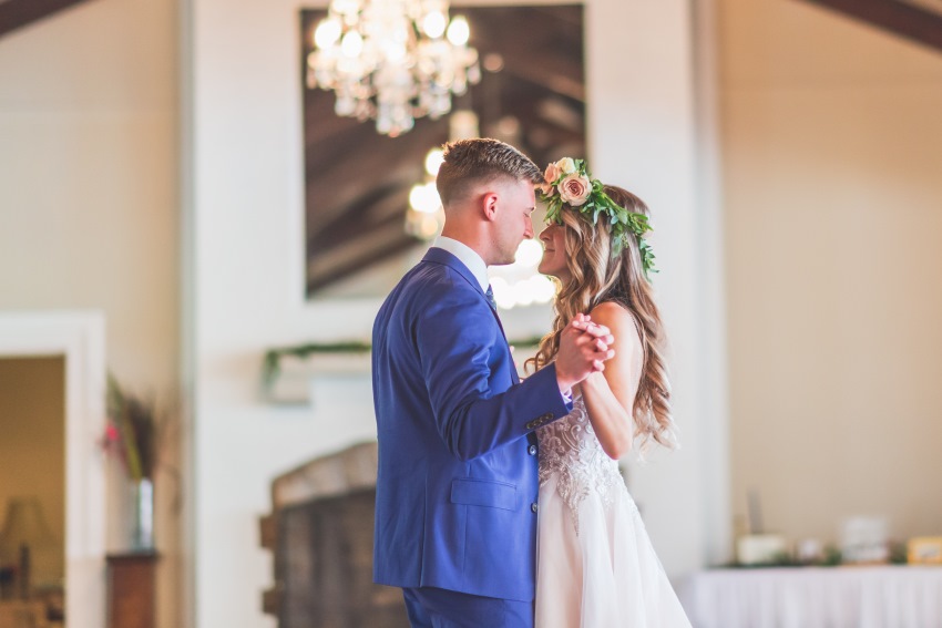 bride and groom dancing