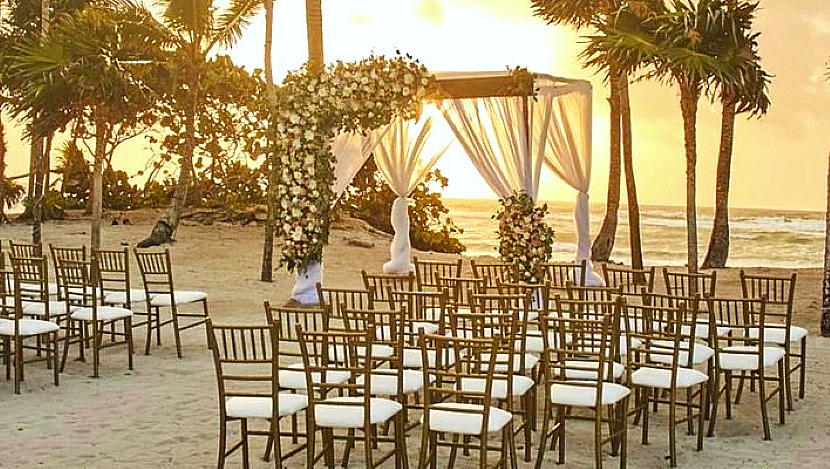 Bahia Principe Grand Tulum beach wedding setup