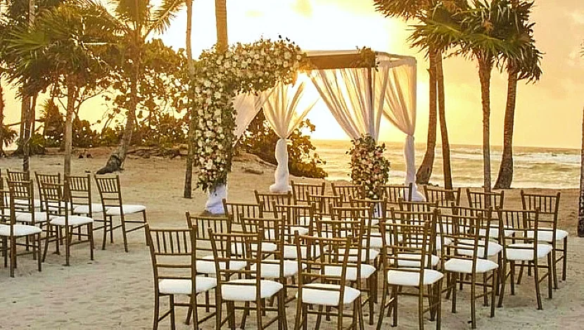 Bahia Principe Grand Tulum beach wedding setup