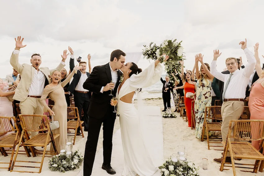 couple getting married on the beach in Mexico