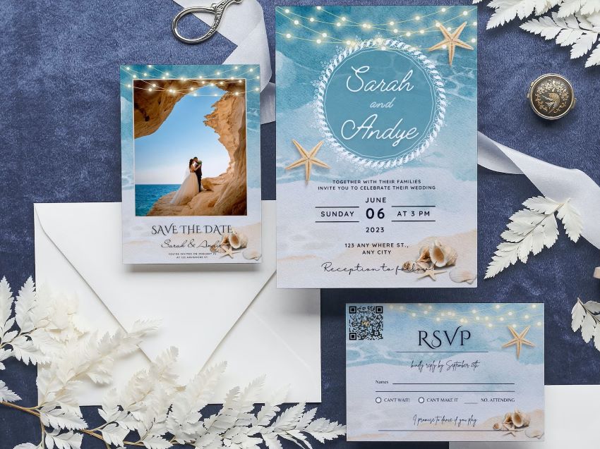 beach wedding invite