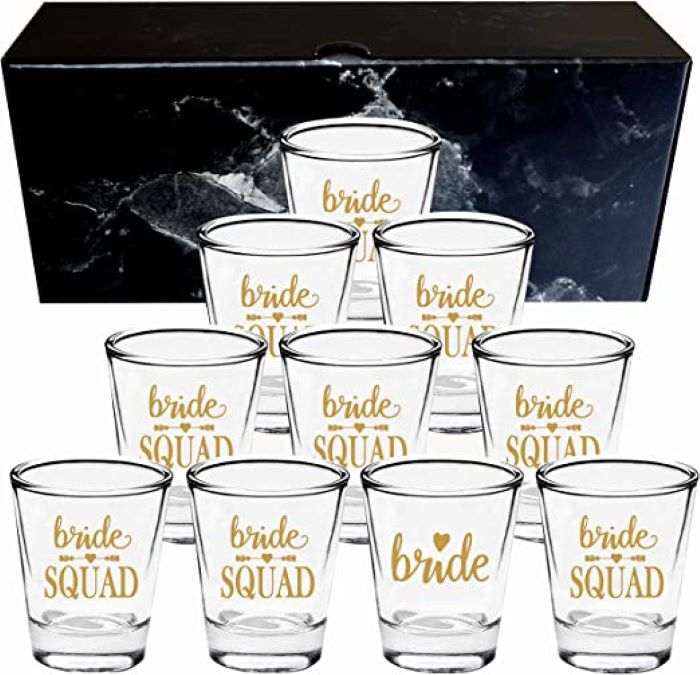 bride squad shot glasses