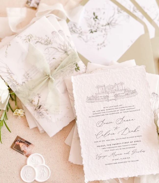 handmade paper wedding invite