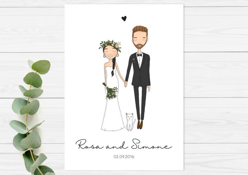 illustrated wedding invitation