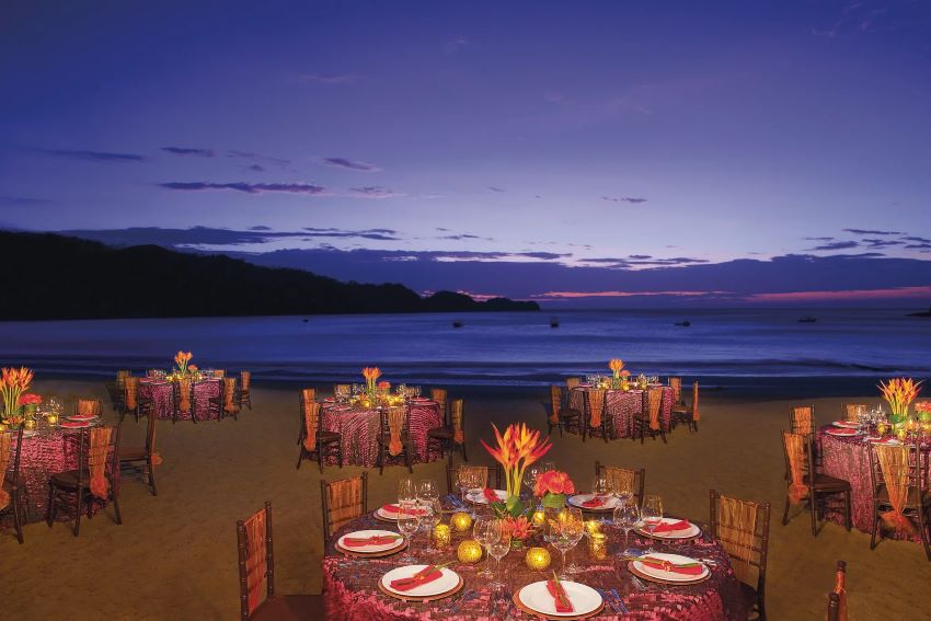 reception dinner setup at Dreams Las Mareas Costa Rica