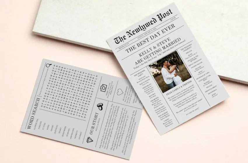 wedding newspaper invite