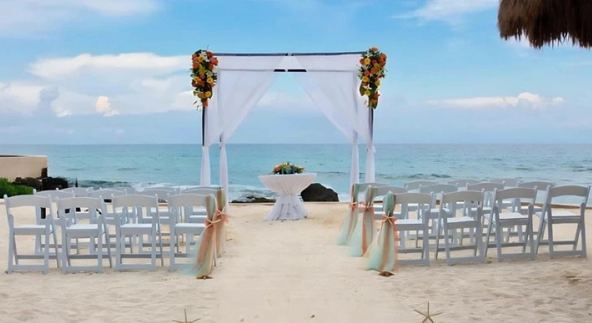 beach wedding setup haven riviera cancun resort