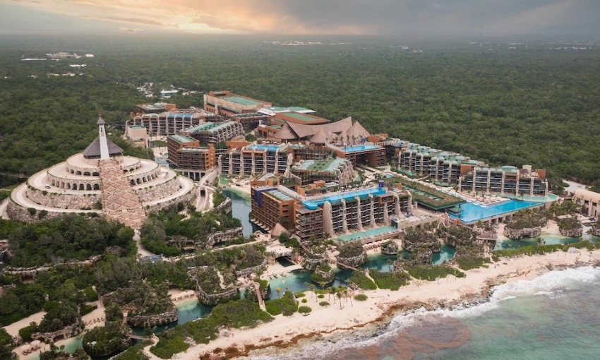 hotel xcaret arte aerial view