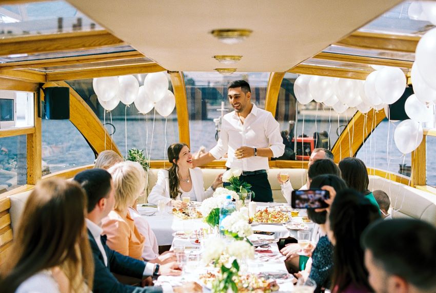 wedding reception on a yacht