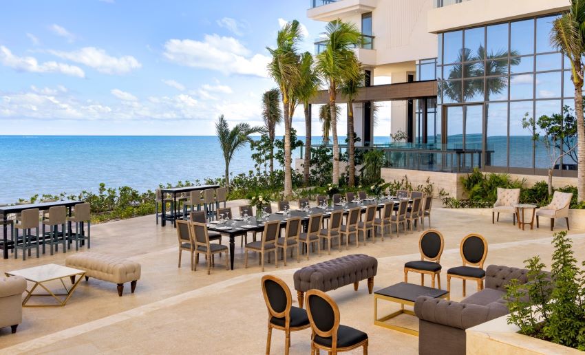 terrace at hilton cancun reception setup