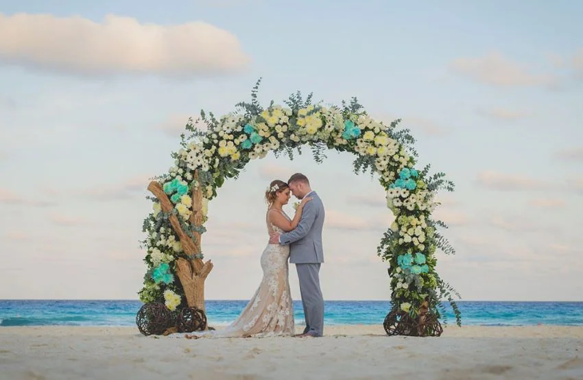 beach wedding setup at secrets the vine cancun