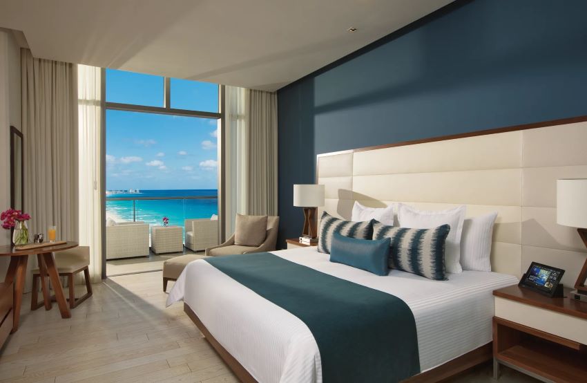 deluxe partial ocean view suite at secrets the vine cancun