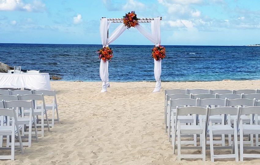 beach wedding setup breathless montego bay