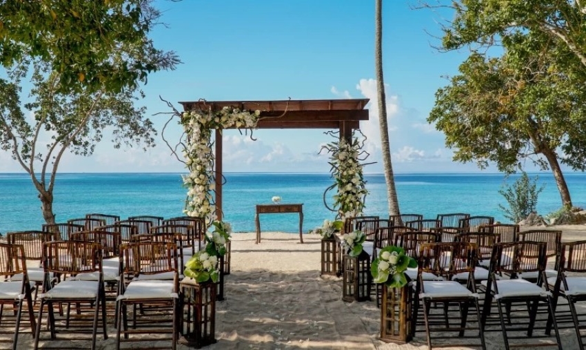 hilton la romana beach wedding venue setup