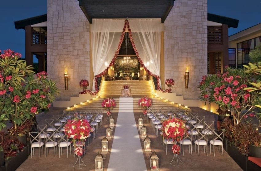 lobby staircase wedding venue at Dreams Riviera Cancun