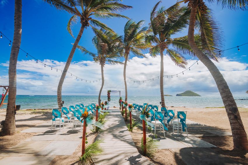 coconut bay beach resort st lucia beach wedding setup