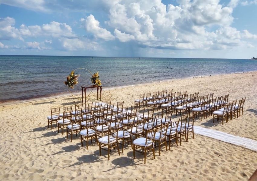 dreams jade resort beach wedding setup