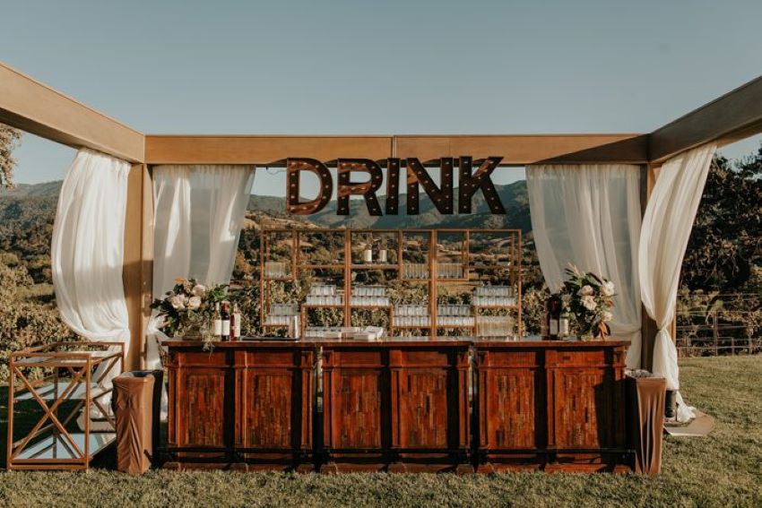 liquor bar at a wedding