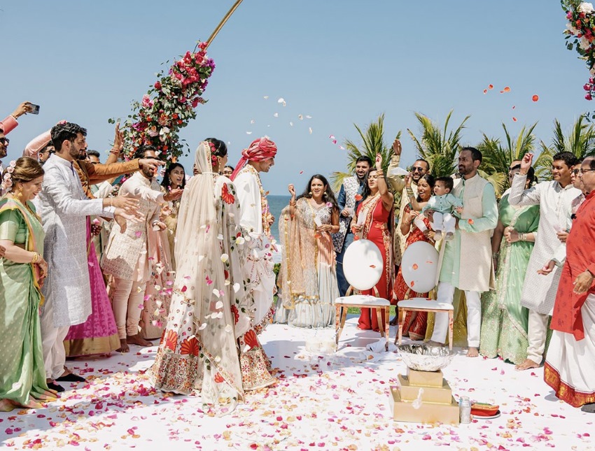 indian wedding on beach at secrets st james