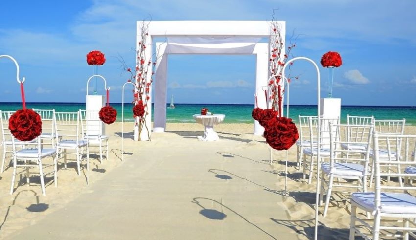 Royal Hideaway Playacar beach wedding setup