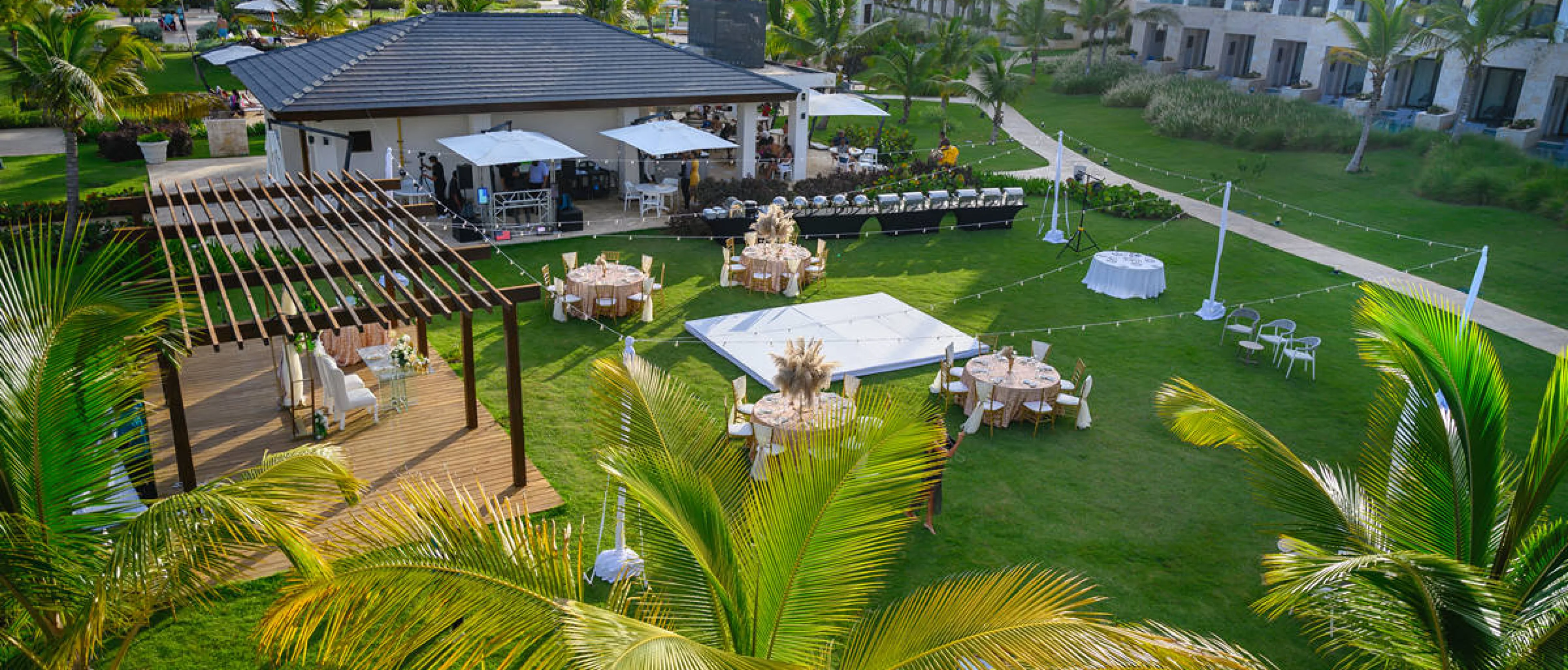 Dinner reception on the himitsu garden terrace at Dreams Macao Punta Cana Resort and Spa