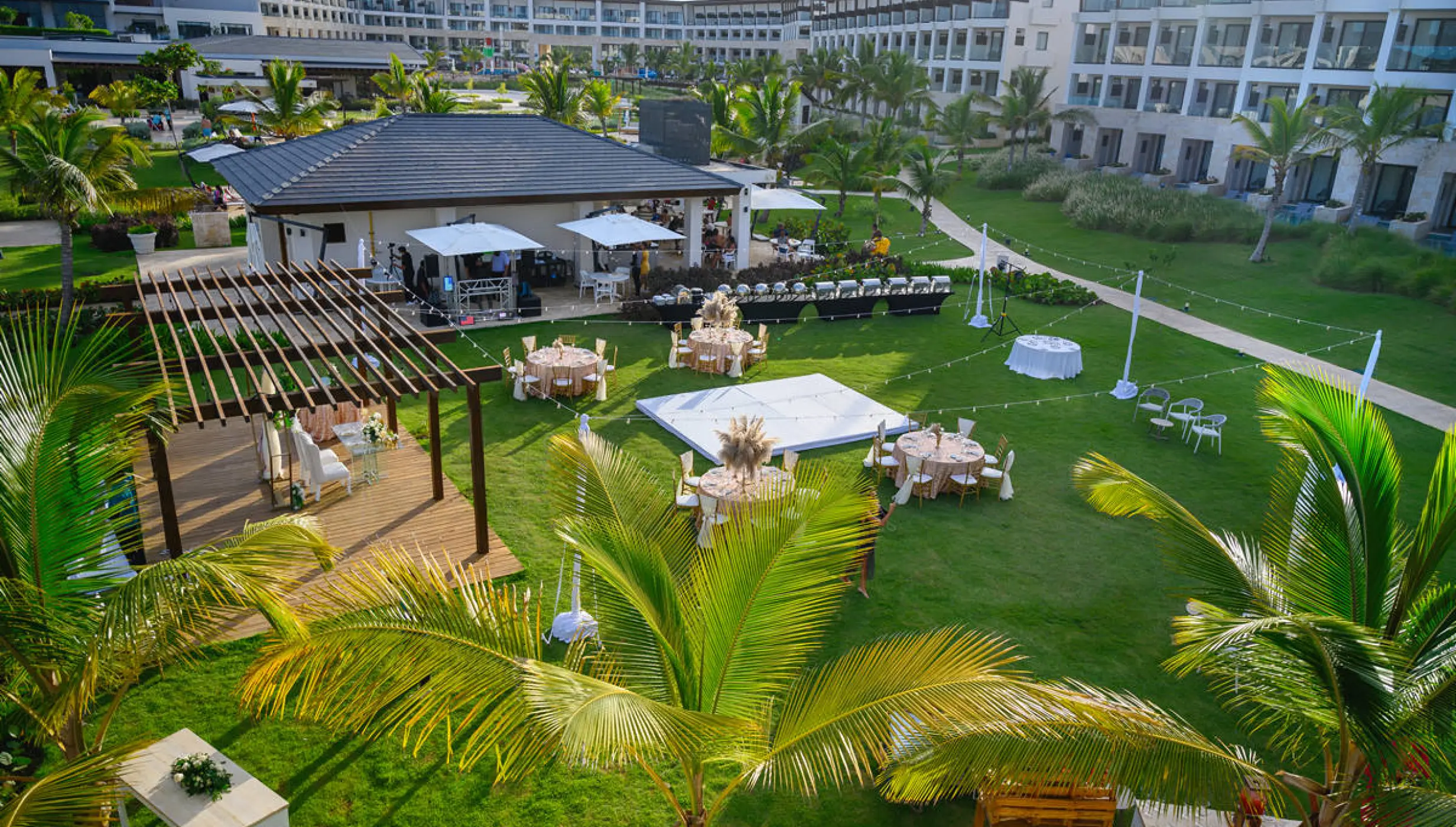 Dinner reception on the himitsu garden terrace at Dreams Macao Punta Cana Resort and Spa