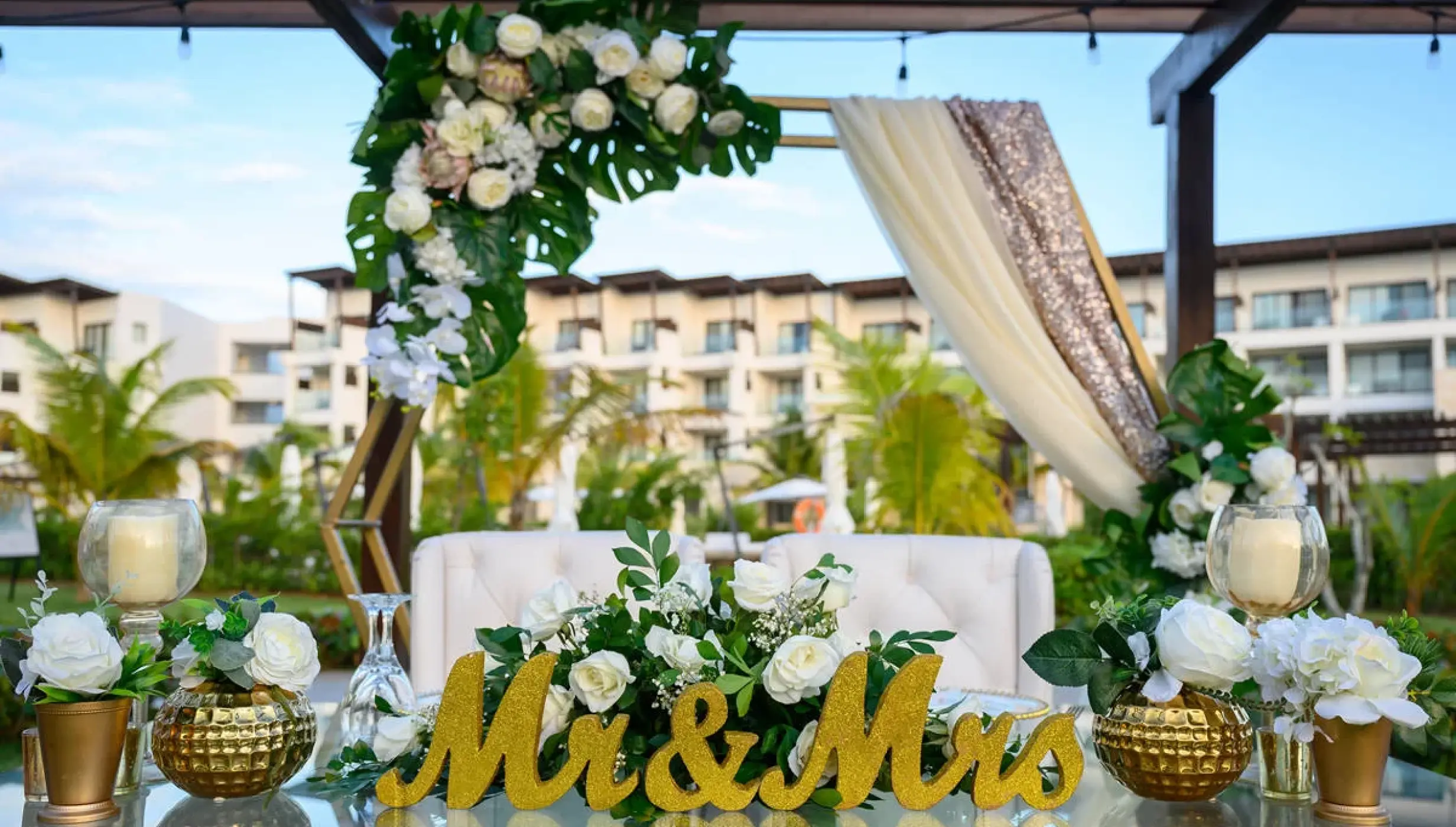 Dinner reception on the himitsu garden terrace at Dreams Macao Punta Cana Resort and Spa